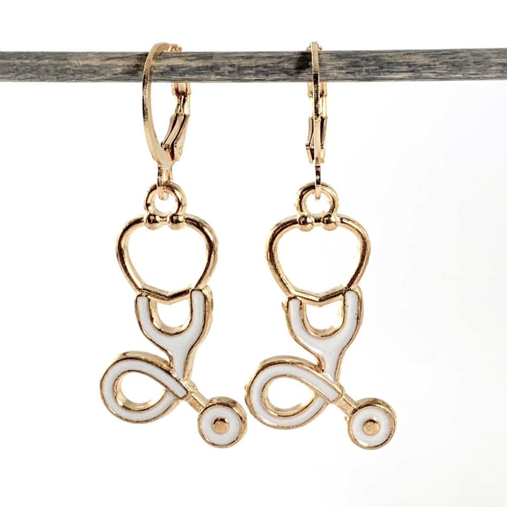 Gold Hoop Stethoscope Earrings